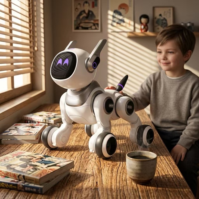 Interactive Children's Robot Dog Toy, Intelligent Model, with Electronic Music, Battery Powered, Remote Control Operation.
