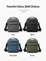 Tas Selempang Pria Bahan Nilon Anti Air dengan Banyak Kompartemen dan Tali Satu Bahu, Desain Geometris