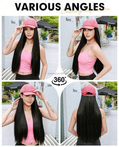 Mũ Bóng Chày Tóc Tóc Giả 26Inch Thẳng Tổng Hợp Tóc Giả Màu Hồng Đỉnh Cap Tóc Giả Thích Hợp Cho Ngoài Trời Mặc Bởi Châu Âu Phụ Nữ Mỹ - Product Image 6