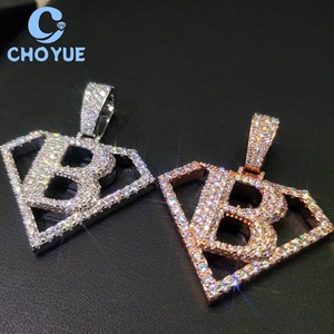 New Arrival 925 Sterling <b>Silver</b> Superman logo Moissanite Men Pendant Gold Plated Hip Hop <b>Charm</b> for Men Pass Diamond Tester GRA - Product Image 6