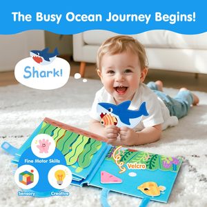 Ocean <b>Montessori</b> Felt Busy Book <b>for</b> Toddlers Sensory Activity Busy Board Travel <b>Toy</b> <b>for</b> 1 2 <b>3</b> <b>Year</b> <b>Old</b> Boys Girls - Product Image 3