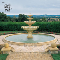 BLVE décoration de jardin personnalisée Style occidental sculpté à la main pierre naturelle 2 niveaux fontaine d'eau en marbre blanc