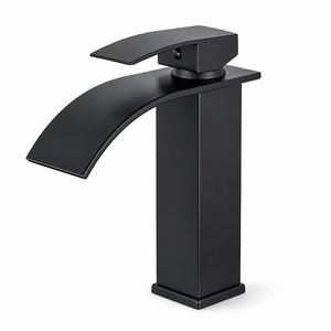 Robinet de lavabo cascade moderne noir mat à levier unique, origine Chine, pour salle de bain, livraison directe UE - Product Image 1