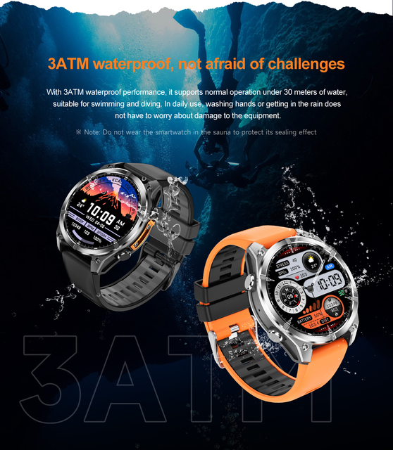 DF HD300 Sports Men 3TAM Waterproof Smartwatch with Flashlight 1.43Inch AMOLED Screen 400mAh BT Call Sport Relojes Smart Watch