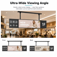 Alışveriş Merkezi Atriyumu Çift Ekranlı Çift Taraflı Uzatılmış Bar LCD Ekran Asılı Reklam Dijital Tabela Android WiFi Ultra İnce