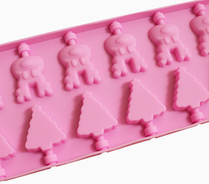 Juego de 12 moldes de silicona para piruletas con forma de árbol de Navidad y alces, bandeja de silicona para piruletas para caramelos duros y chocolate - Product Image 5
