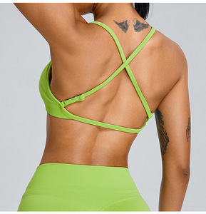 Wholesale Thin Strap Sports Bra Adjustable Crisscross Back Padded Backless Yoga Crop Top Low Impact Pilates Running Fitness Bra - Product Image 3