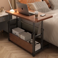 Table de chevet en bois mobile, réglable en hauteur, petit bureau avec roulettes pour chambre à coucher, bureau, étudiants, usage domestique, dortoir, bureau d'ordinateur