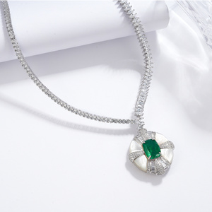 925 Silver Glass <b>Necklace</b> Shines with Fashion, High-End Feel, Great Gift for Girls for Parties, Festivals, and Daily Wear L - Product Image 1