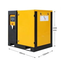 Compresor de aire de Motor PLC industrial de 7,5 kW, tornillo de acero de bajo ruido, secador inversor portátil, tanque de aire, PLC alimentado por Gas de 11kW
