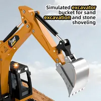 Mini-excavatrice RC en alliage JHD HG301, modèle de simulation électrique avec système sonore et lumineux, jouet télécommandé pour enfants, cadeau