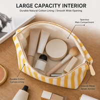 Pochette de toilette personnalisée à rayures en chevrons, grande capacité, avec fermeture éclair, organiseur de maquillage pour femmes et filles