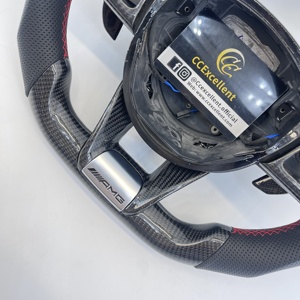 Volante de Fibra de Carbono para <span class=keywords><strong>Mercedes</strong></span> AMG W205 808 C43 C63 W213 E53 E63 W222 S63 S65 C257 CLS X253 GLC V167 GLE X167 GLS GT43 - Product Image 2