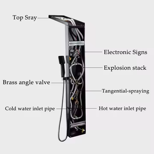 Panel de <span class=keywords><strong>Ducha</strong></span> Termostático Contemporáneo de Acero Inoxidable con Doble Maneral, Sistema con Regadera de Lluvia y Cascada, y Caño para Bañera con Acabado Cepillado - Product Image 2