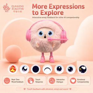 AI Peach Beat Pink Headphone Plush Toy Long Legs Touch Vibration LED Eyes ChatGPT 50+ Idiomas Clonación de Voz Memoria de Larga Duración - Product Image 3