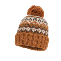 Bonnet d'hiver en tricot pour femme avec pompon, motif jacquard Fair Isle nordique, bordé, chaud, pour le ski, la neige et les activités de plein air