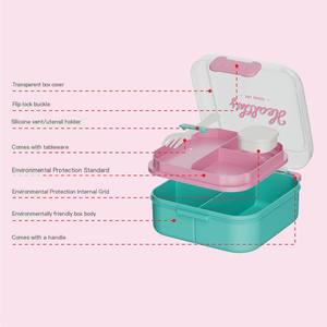 B141 Boîte à lunch en plastique portable pour enfants et adultes Boîte à bento de stockage de nourriture étanche avec compartiments Léger passe au micro-ondes - Product Image 4