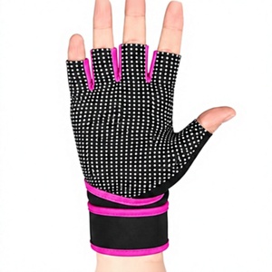 Breathable PU <b>Half</b> Finger Gym Gloves Pink Mesh Non <b>Slip</b> Weight Lifting Training Pull on Unisex Fitness Equipment - Product Image 1