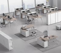 Escritorio de Oficina Modular de Diseño Metálico Moderno, Mesa de Trabajo con Separación para 3 Personas, Estación de Trabajo para Oficina Abierta