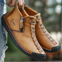 Bottes Martin montantes pour hommes, chaussures décontractées d'extérieur, bottes de travail cousues à la main