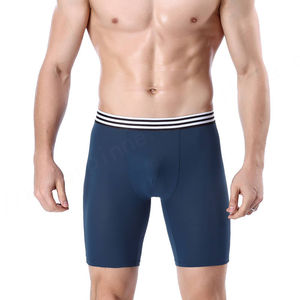 Calzoncillos bóxer de pierna larga para hombre, ropa interior elástica suave personalizada de fabricante, sublimación, Color sólido a la moda - Product Image 3