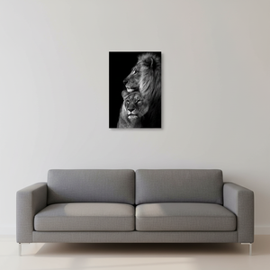 Impresión en Lienzo Art Deco de <span class=keywords><strong>la</strong></span> Familia de Leones en Blanco y Negro, <span class=keywords><strong>Leona</strong></span>, Rey de los Animales, Savana, Marco de Madera, Arte de Pared para Sala de Estar, Decoración del Hogar - Product Image 2