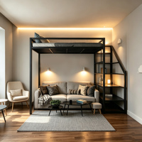 Lit superposé en métal robuste et durable avec escalier de rangement pour tous les âges