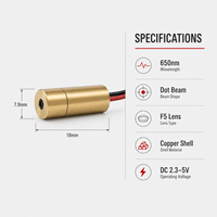 Accessoires laser industriels pour alignement CNC et de machines, module laser 650nm5, point rouge/tête en cuivre