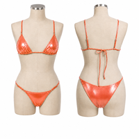 Maillot de bain bikini triangle multicolore en métal recyclé, design personnalisé OEM, respectueux de l'environnement, avec liens latéraux, pour femme, fabrication en usine