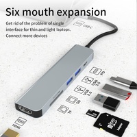 Station d'accueil USB C 6 en 1 avec USB 3.0, lecteur de carte TF SD 4K HDTV, hub Type C 100W pour iPad, Macbook, Samsung