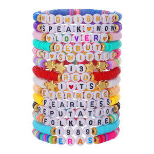 Nuevos abalorios de pulsera <span class=keywords><strong>Swift</strong></span> Personalizar la mercancía del concierto Cuentas de arcilla polimérica Pulseras de Amistad <span class=keywords><strong>Taylor</strong></span> ligeras - Product Image 1