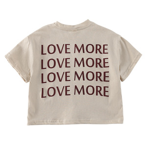 Venta al por mayor de algodón personalizado de gran tamaño niños camiseta verano ropa Lisa desgaste para niños niñas estilo casual con patrón de logotipo de dibujos animados - Product Image 1