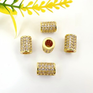 Perles cylindriques micro-incrustées de zircon Lisheng Jewelry en or 14K, couleur inaltérable, grand trou, pour bracelet et collier DIY - Product Image 2