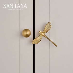 Santaya Brushed Brass Handles Dragonfly Shaped for Kitchen Cabinets Bedroom Wardrobe Drawer <strong>Knobs</strong> and Furniture Handle - Product Image 3