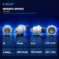 Connecteur circulaire 10 broches, support de câble suspendu, 5A 350V 490V, coque 15mm, série RM, prise industrielle