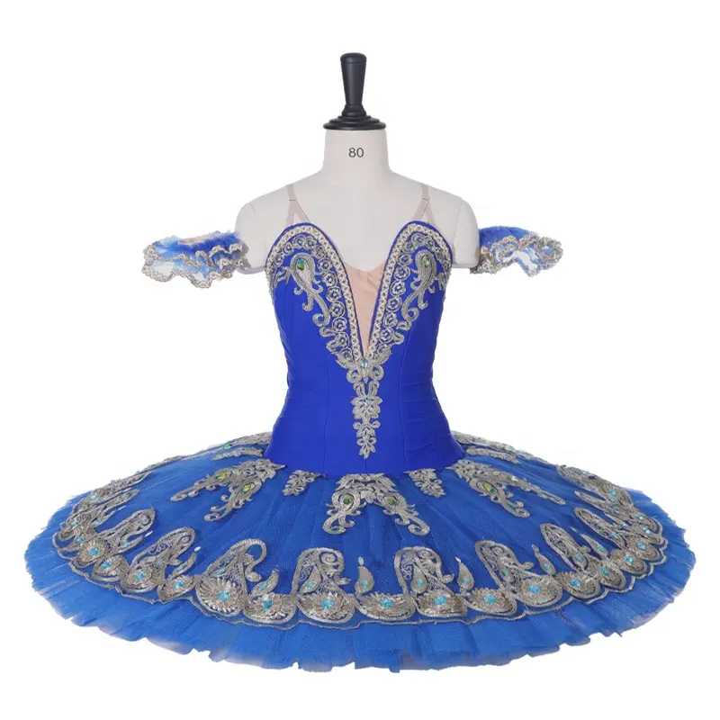 Miễn phí vận chuyển! Tùy chỉnh dành cho người lớn cổ điển màu xanh xếp li Puffy Ballet tutu ngủ vẻ đẹp trang phục khiêu vũ