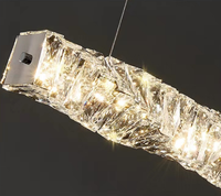 Postmoderne haut de gamme or cristal pendentif lumière Simple île cuisine Bar lampe de Table longue bande luxe salle à manger tailles moyennes