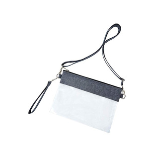 Bolso de mano de moda con diseño de patchwork de PVC, neceser transparente con correa para el hombro, bolsa de almacenamiento de cosméticos - Product Image 2