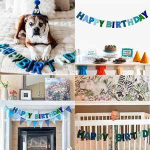 Buon compleanno striscione in tessuto di feltro arcobaleno ghirlanda di compleanno decorazione per striscione di buon compleanno - Product Image 4