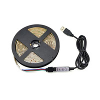 Bande LED RGB SMD5050 5V, étanche IP65, découpable, contrôleur USB, carte PVC 8mm, puces IC Epistar, télécommande dimmable