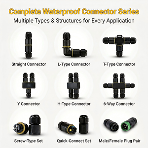 신뢰할 수 있는 IP68 방수 야외 케이블 커넥터 3핀 원형 전원 2방향 퀵 커넥트 암수 구리 접점 나일론 - Product Image 6