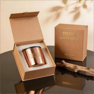 Vases à bougies en métal or rose de qualité supérieure, personnalisables avec votre propre marque, 4oz 8oz 10oz 12oz, pots en verre vides pour bougies irisées - Product Image 3