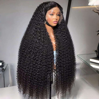 Perruque en cheveux humains vierges brésiliens Jerry Curly en gros, 13x4 13x6, dentelle suisse transparente sans colle, dentelle frontale HD pour femmes noires