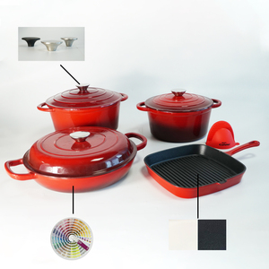 Batterie de cuisine 4 pièces en <span class=keywords><strong>fonte</strong></span> émaillée antiadhésive, comprenant une poêle et une casserole, en promotion - Product Image 3