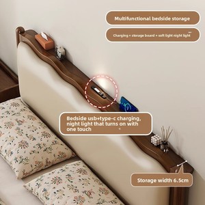 Nordico retrò 1.8m semplice Design francese <span class=keywords><strong>letto</strong></span> matrimoniale in legno massello onda stile metà secolo morbido-imballato <span class=keywords><strong>letto</strong></span> moderno per camera da <span class=keywords><strong>letto</strong></span> principale - Product Image 4