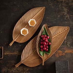Leaf-shaped Walnut Wood Tray Elegant Leaf-Design Wooden Tea Snack <b>Plate</b> Polished Home Tea Tray for Dry Brewing for Parties - Product Image 1