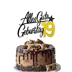 Adornos para Pastel de <span class=keywords><strong>Cumpleaños</strong></span> Número <span class=keywords><strong>19</strong></span>, Reutilizables, Lindos, Negros y Dorados con Brillantina, Ecológicos, para Fiestas de <span class=keywords><strong>Cumpleaños</strong></span> y Aniversarios - Product Image 1