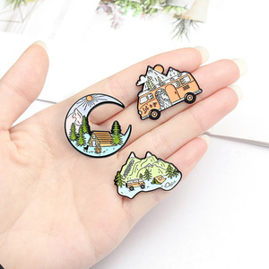 Pins de Esmalte Personalizados de Viajes y Vida, con Diseños de Avión, Paisaje y Aire Libre, Insignias Metálicas de Dibujos Animados Bonitos para Regalo a Niños y Amigos - Product Image 4