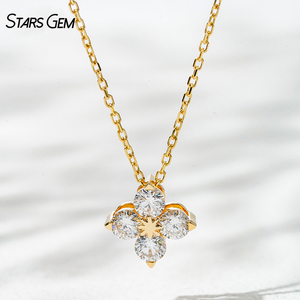 Collar con Colgante Unisex Vintage de Oro Sólido de 18K con Diamante Cultivado en Laboratorio de Corte Brillante Redondo de 3.4mm y 0.6ct de Starsgem - Product Image 1