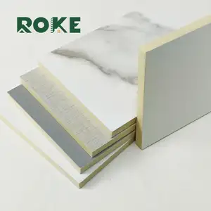 ROKE 1220x2440mm 제조 장식 실내 평면 벽 섬유 패널 단색 대나무 숯 나무 베니어